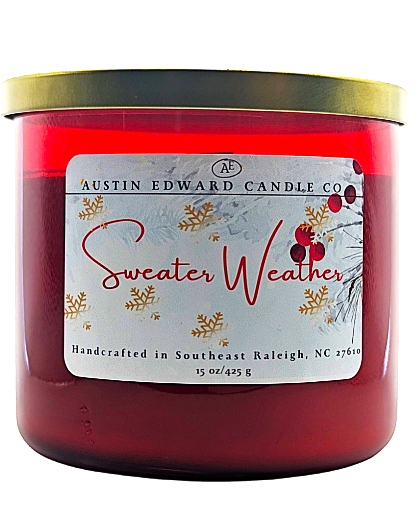 Sweater Weather Handmade Coconut Soy Wooden Wick 15oz Candle