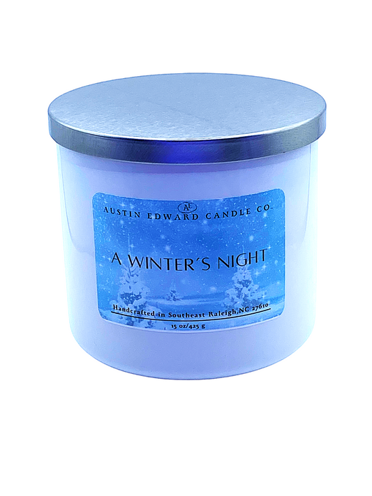 A Winters Night Handmade Coconut Soy Wooden Wick 15oz Candle