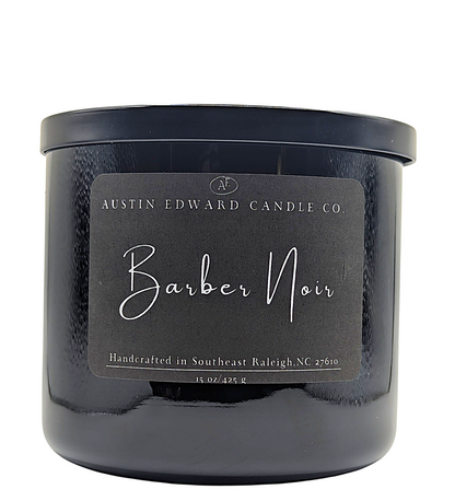 Barber Noir Handmade Coconut Soy Wooden Wick 15oz Candle