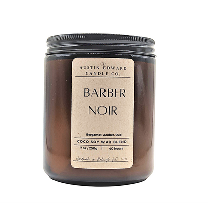 Barber Noir  Handmade Coconut Soy Cotton Wick 7oz Candle