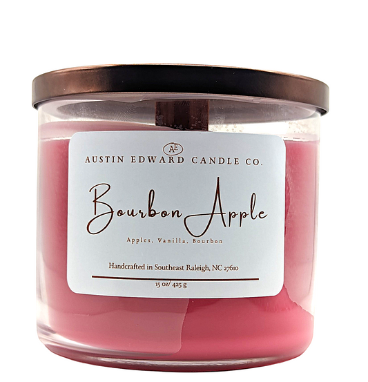 Bourbon Apple Handmade Coconut Soy Wooden Wick 15oz Candle