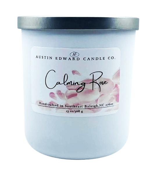 Calming Rose Handmade Coconut Soy 3-Wick 13oz Candle