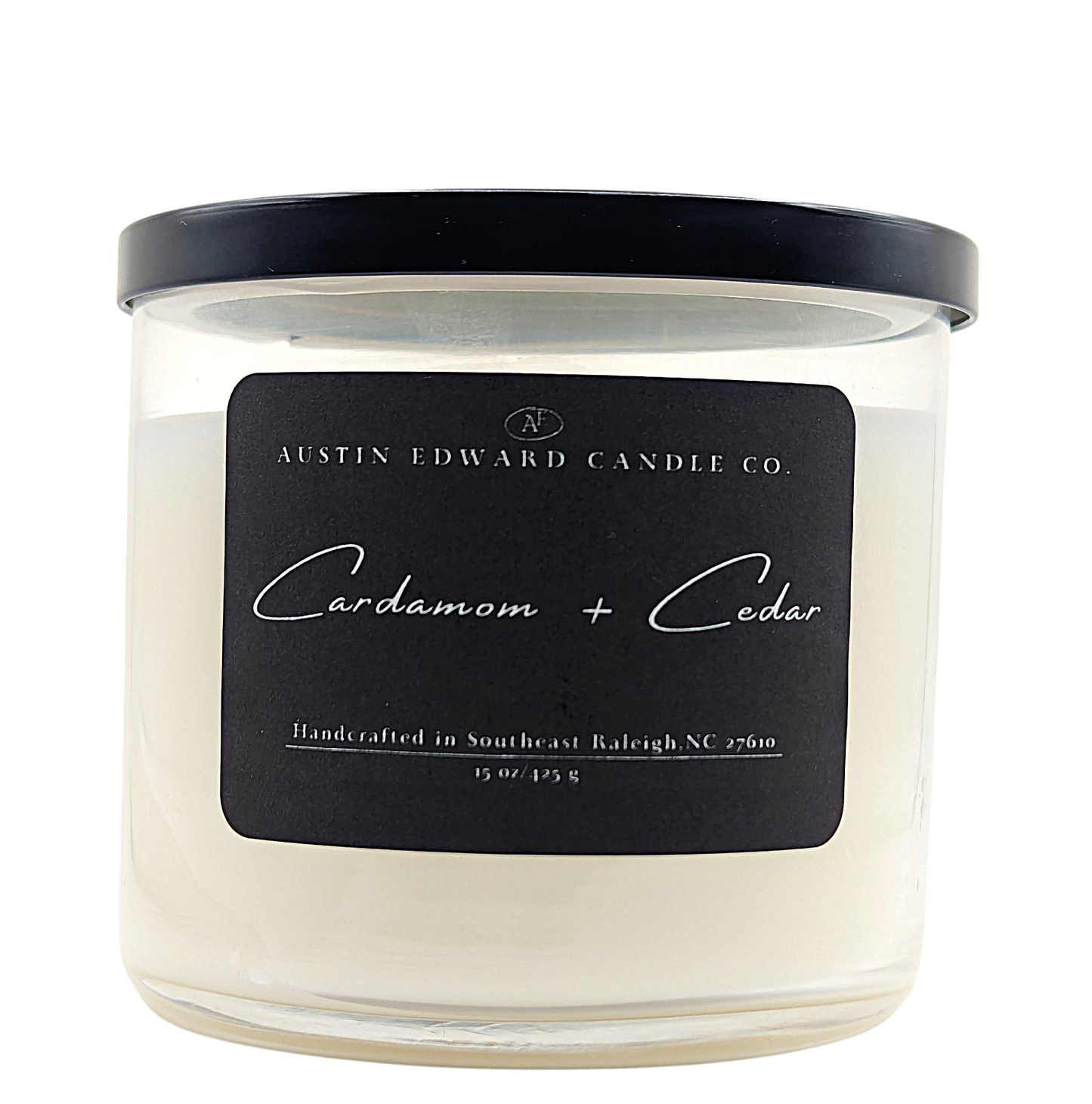 Cardamon & Cedar Handmade Coconut Soy Wooden Wick 15oz Candle