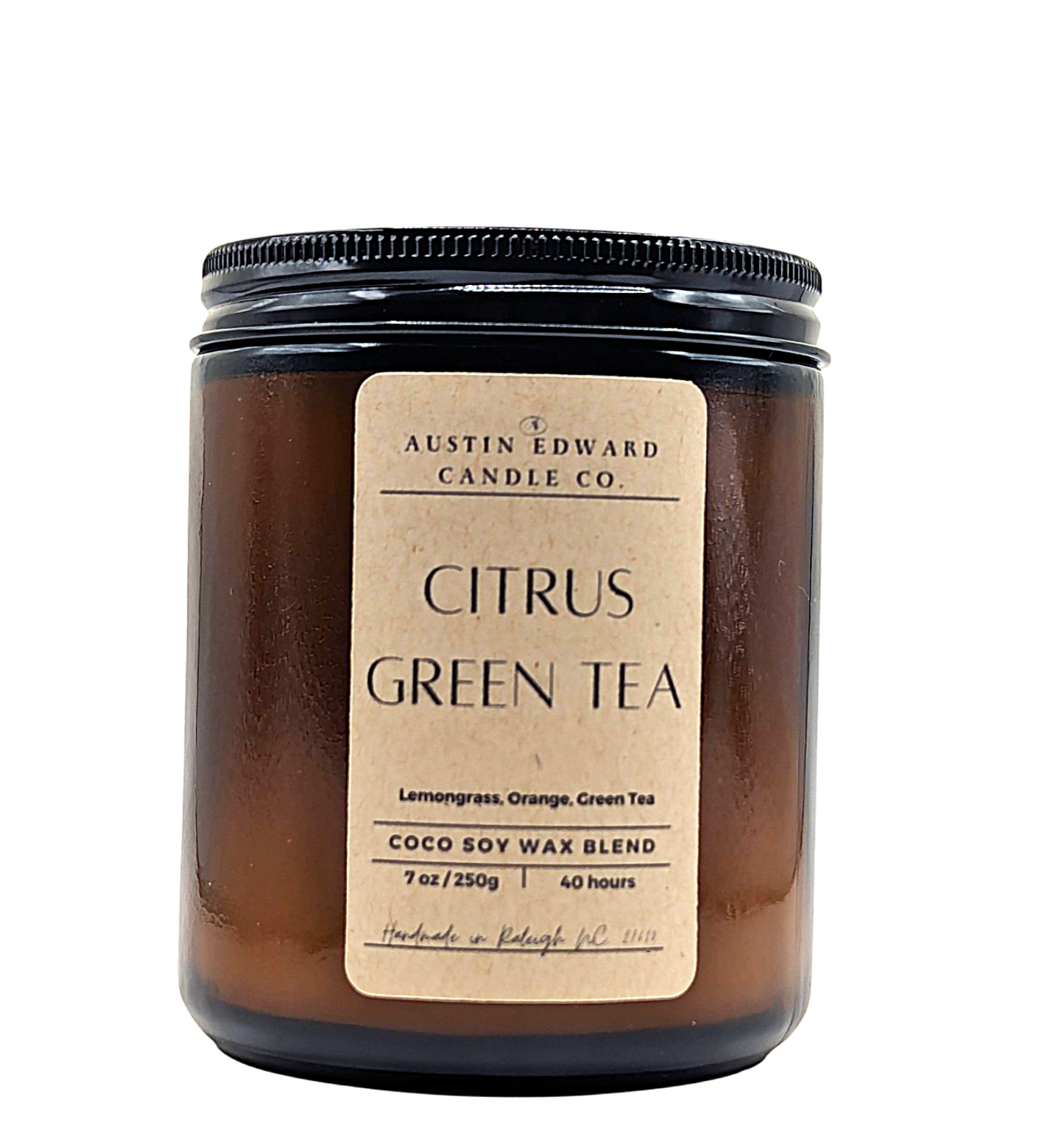 Citrus Green Tea Handmade Coconut Soy Cotton Wick 7oz Candle