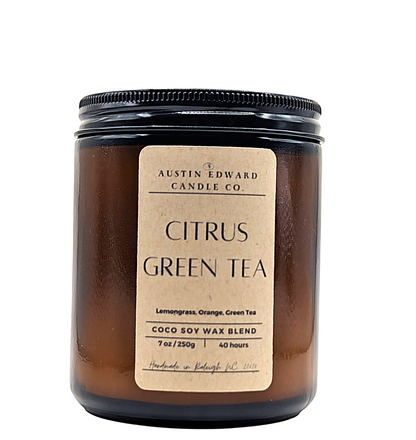 Citrus Green Tea Handmade Coconut Soy Cotton Wick 7oz Candle