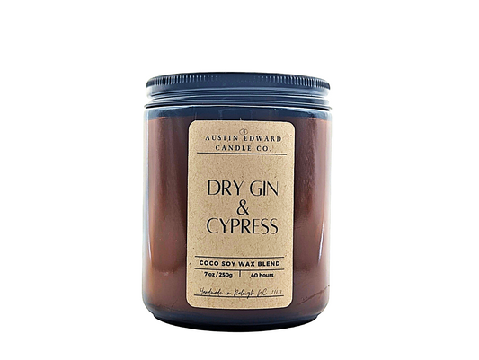 Dry Gin & Cypress  Handmade Coconut Soy Cotton Wick 8oz Candle