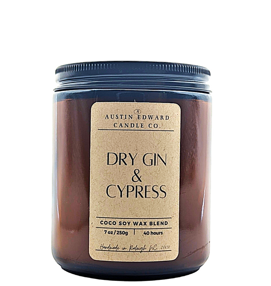 Dry Gin & Cypress  Handmade Coconut Soy Cotton Wick 7oz Candle