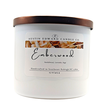 Emberwood Handmade Coconut Soy Wooden Wick 15oz Candle