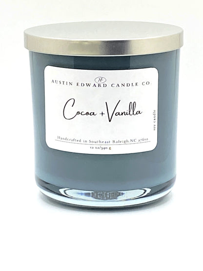 Cocoa + Vanilla Handmade Coconut Soy 3-Wick 13oz Candle