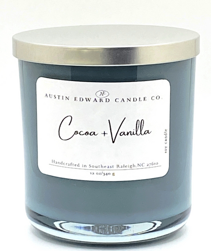 Cocoa + Vanilla Handmade Coconut Soy 3-Wick 13oz Candle