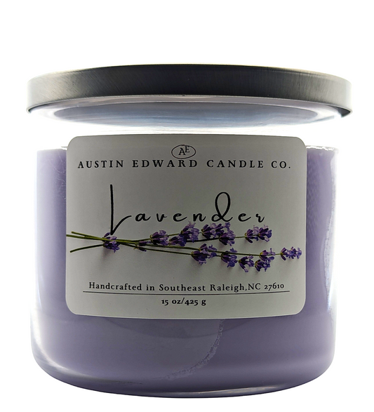 Lavender Handmade Coconut Soy Wooden Wick 15oz Candle