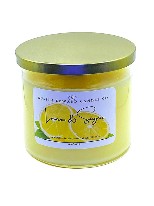 Lemon & Sugar Handmade Coconut Soy Wooden Wick 15oz Candle