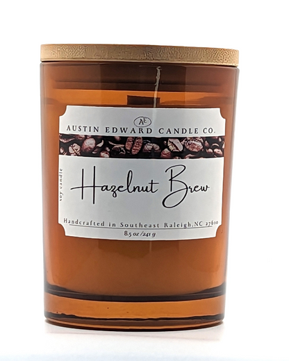 Hazelnut Brew Handmade Coconut Soy Wooden Wick 8oz Candle