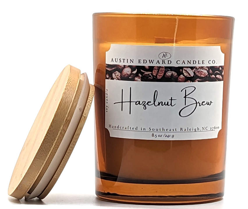 Hazelnut Brew Handmade Coconut Soy Wooden Wick 8oz Candle